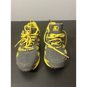 Starter Boys Size 5 Running Shoes Gray Yellow Athletic Sneakers Lace-Up